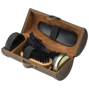 Zestaw do pielęgnacji obuwia GRENOBLE - z logo z własnym nadrukiem, kolor brązowy