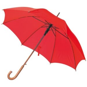 Parasol automatyczny drewniany Ø105 cm NANCY - z logo z własnym nadrukiem, kolor czerwony