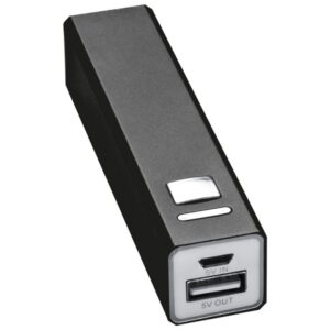Power bank 2200 mAh PORT HOPE - z logo z własnym nadrukiem, kolor czarny