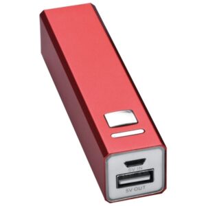 Power bank 2200 mAh PORT HOPE - z logo z własnym nadrukiem, kolor czerwony