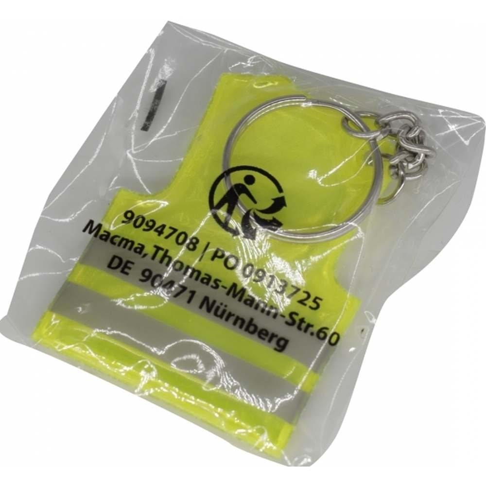 Brelok odblaskowy SPEEDY - z logo z własnym nadrukiem, kolor żółty