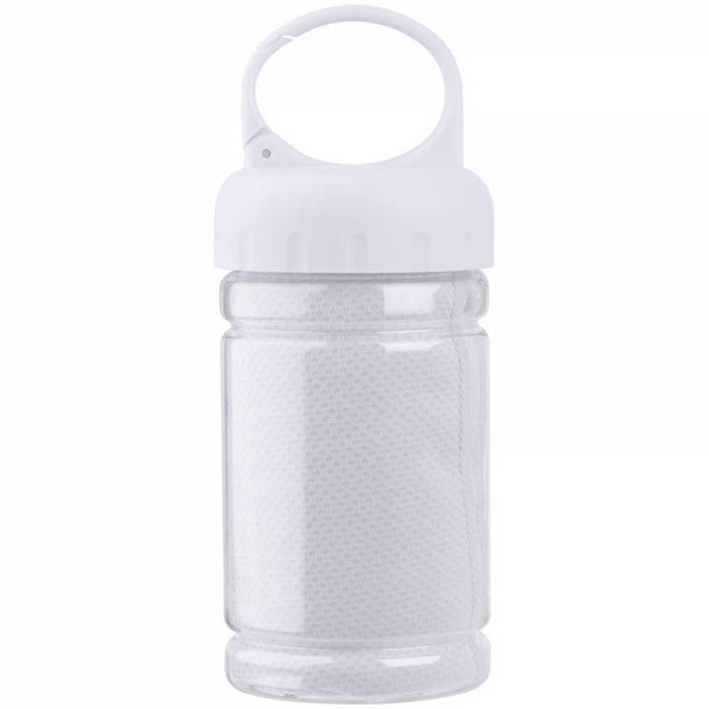 Ręcznik sportowy SPORTY - z logo z własnym nadrukiem, kolor biały