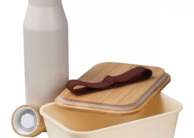 Zestaw lunchbox 1000 ml i butelka termiczna 500 ml TORONTO - z logo z własnym nadrukiem, kolor beżowy