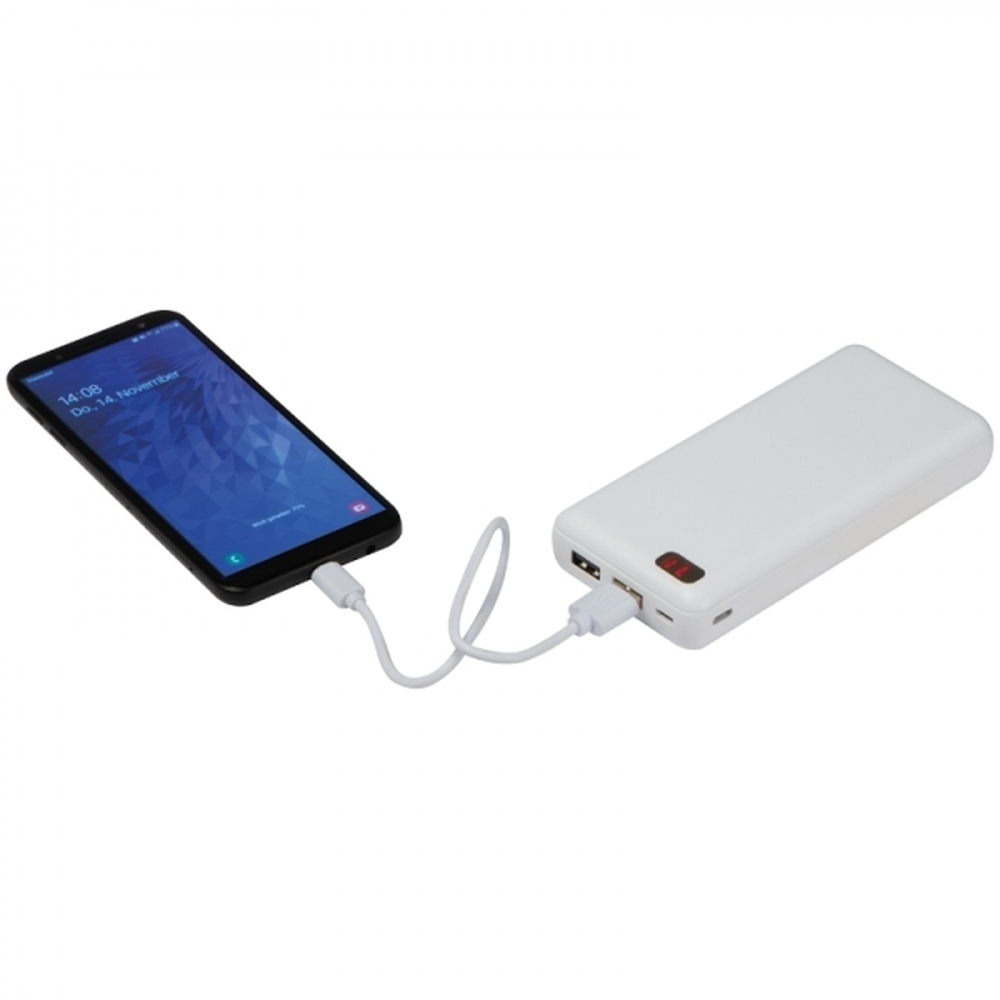 Power bank 20000 mAh CRACOW - z logo z własnym nadrukiem, kolor biały