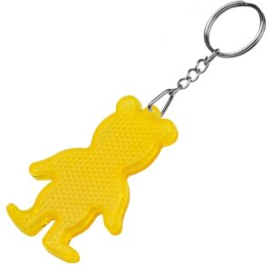 Brelok odblaskowy BEAR - z logo z własnym nadrukiem, kolor żółty