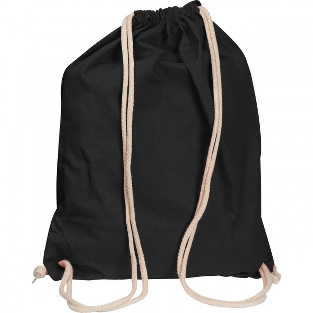 czarny Worek sportowy bawełniany 140 g/m2 CARLSBAD – z logo