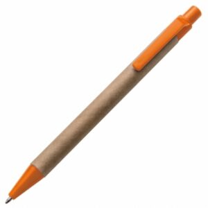 Długopis z tektury z recyklingu BRISTOL - z logo z własnym nadrukiem, kolor pomarańczowy