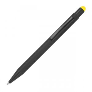 Długopis metalowy touch pen soft touch OHARA - z logo z własnym nadrukiem, kolor żółty