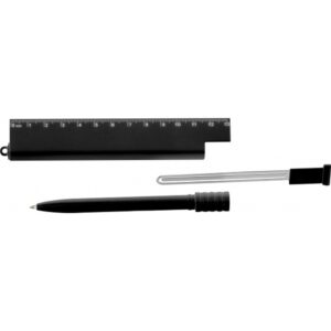 Linijka wielofunkcyjna MANILA - z logo z własnym nadrukiem, kolor czarny