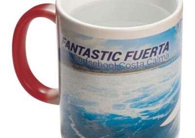 Kubek ceramiczny do sublimacji zmieniający kolor SIRMIONE 300 ml - z logo z własnym nadrukiem, kolor czerwony