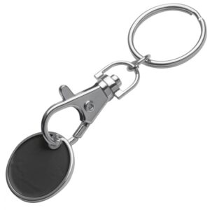Brelok metalowy z żetonem ARRAS - z logo z własnym nadrukiem, kolor czarny