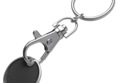 Brelok metalowy z żetonem ARRAS - z logo z własnym nadrukiem, kolor czarny