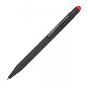 Długopis metalowy touch pen soft touch OHARA - z logo z własnym nadrukiem, kolor czerwony