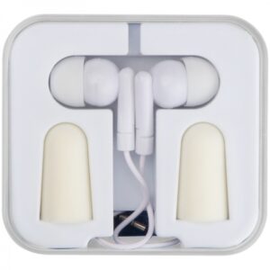 Zestaw podróżny słuchawki douszne i zatyczki NOISE - z logo z własnym nadrukiem, kolor biały