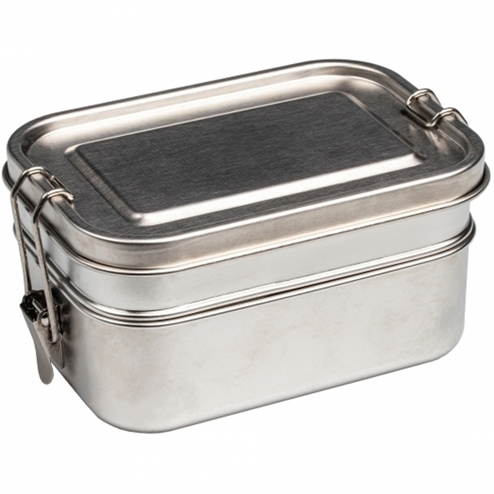 Lunch box dwupoziomowy PORTO ALEGRE 700 ml i 450 ml - z logo z własnym nadrukiem, kolor szary
