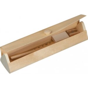 Zestaw piśmienny w piórniku TERESINA - z logo z własnym nadrukiem, kolor beżowy