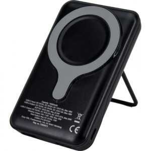 Power bank 10000 mAh z ładowarką indukcyjną VENTURA - z logo z własnym nadrukiem, kolor czarny