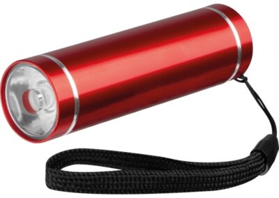 Latarka z aluminium z recyklingu UTRECHT - z logo z własnym nadrukiem, kolor czerwony