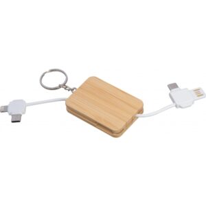 Kabel do ładowania brelok BELLEVUE - z logo z własnym nadrukiem, kolor beżowy