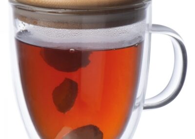 Kubek szklany z pokrywką GERTHE 350 ml - z logo z własnym nadrukiem, kolor przeźroczysty