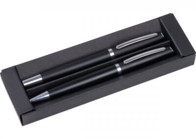 Zestaw piśmienny długopis i pióro kulkowe ORANGEVILLE - z logo z własnym nadrukiem, kolor czarny