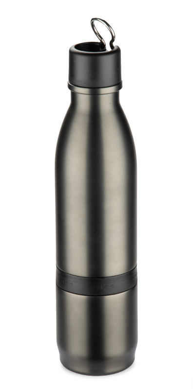 Butelka termiczna DRINNO 500 + 200 ml z własnym nadrukiem, kolor grafitowy