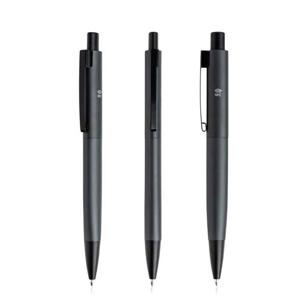 Długopis z chipem NFC / Nierfield z własnym nadrukiem, kolor Ciemnoszary