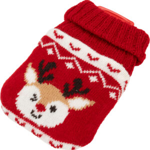 Ogrzewacz w świątecznym pokrowcu - z logo z własnym nadrukiem, kolor czerwony