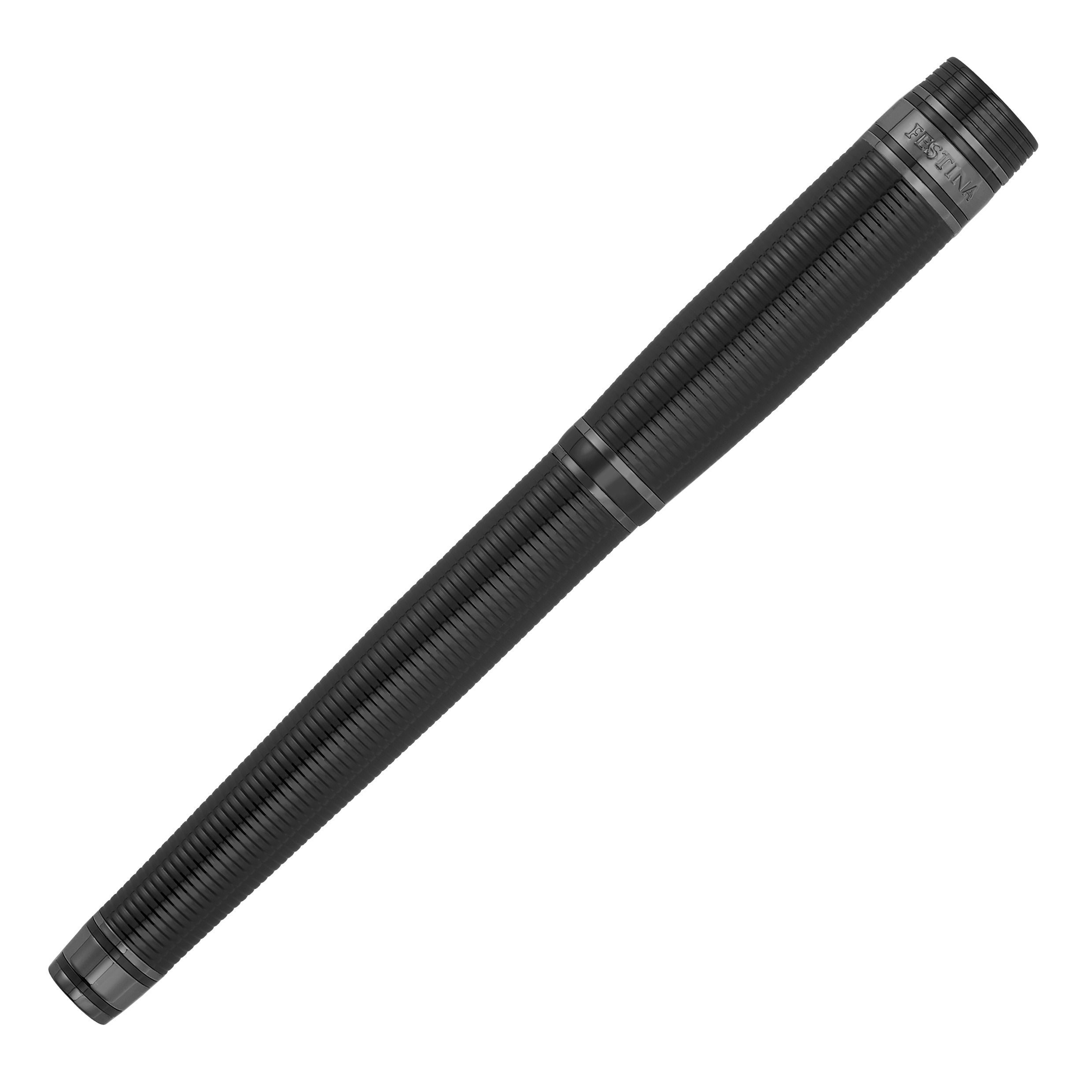 Pióro kulkowe Bold Stripe Black z własnym nadrukiem, kolor Czarny