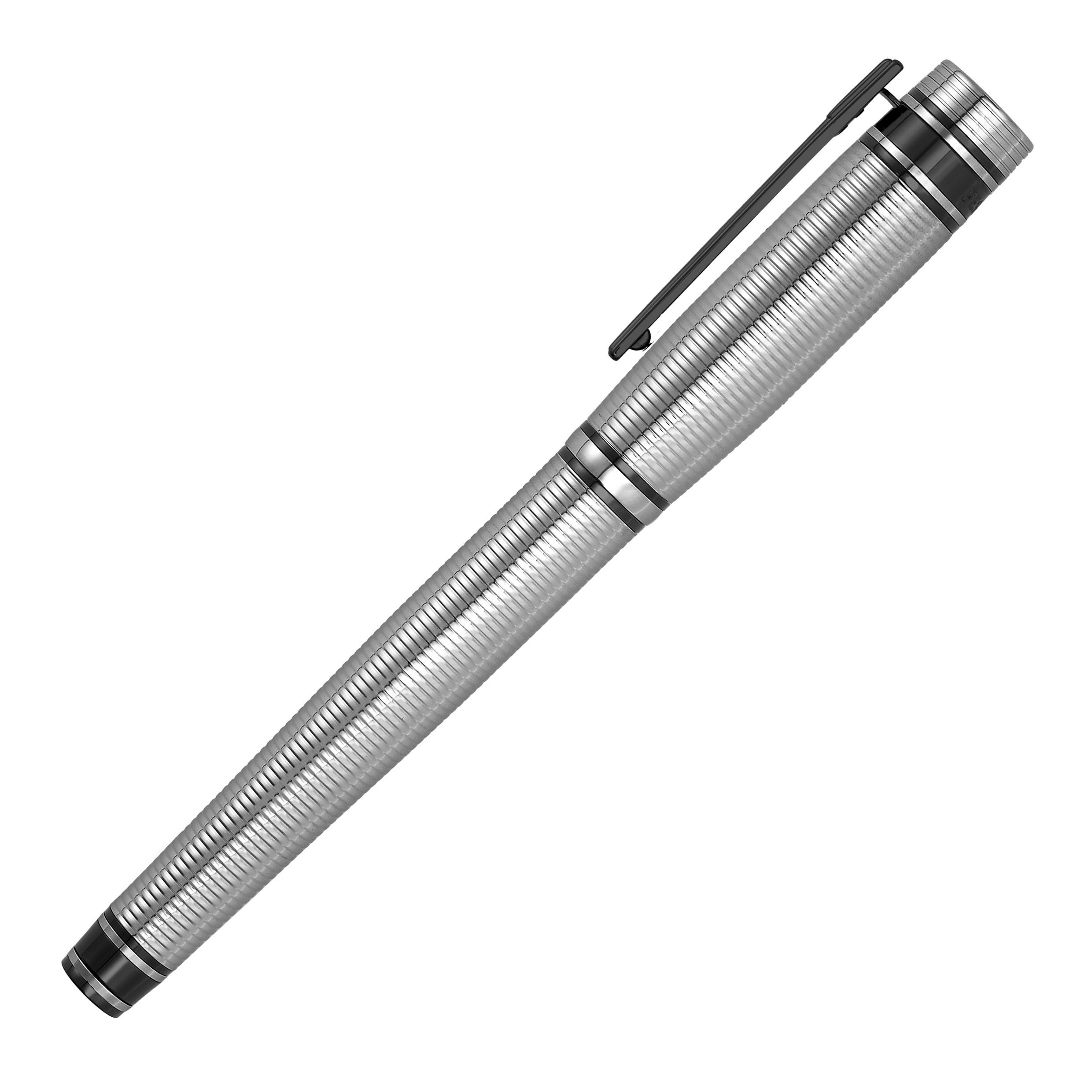 Pióro kulkowe Bold Stripe Chrome & Gun z własnym nadrukiem, kolor Szary