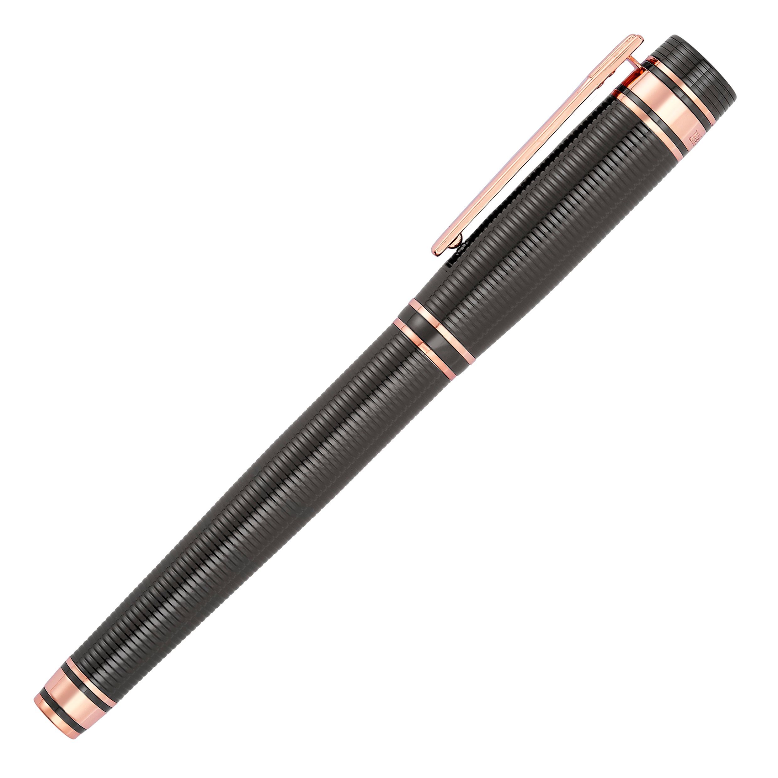 Pióro kulkowe Bold Stripe Gun & Rosegold z własnym nadrukiem, kolor Szary