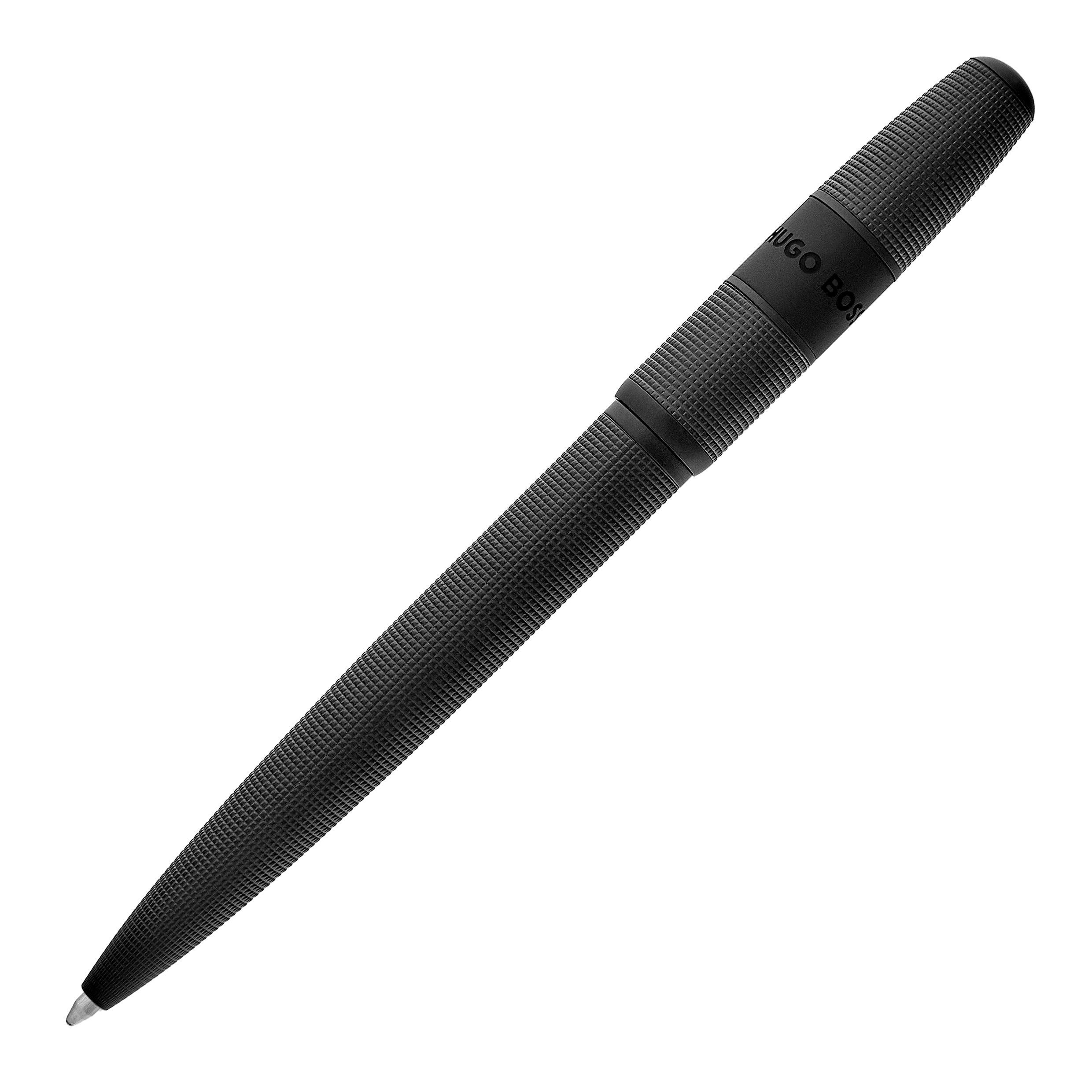 Długopis Grid Black z własnym nadrukiem, kolor Czarny