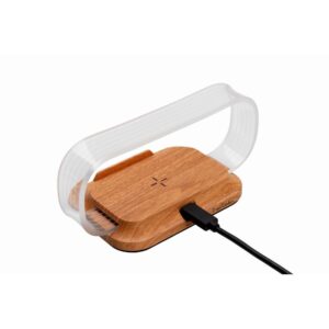 Stojak na telefon z ładowarką indukcyją JEROME Pierre Cardin - z logo z własnym nadrukiem, kolor beżowy