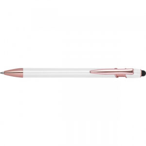 Długopis aluminiowy z recyklingu żelowy touch pen BELO HORIZONTE - z logo z własnym nadrukiem, kolor biały