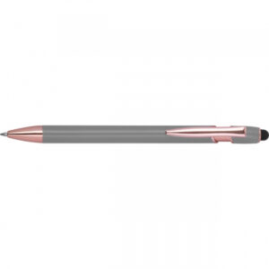 Długopis aluminiowy z recyklingu żelowy touch pen BELO HORIZONTE - z logo z własnym nadrukiem, kolor szary