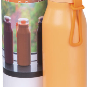 Butelka termiczna stalowa z recyklingu GRAND HAVEN MoLu 640 ml - z logo z własnym nadrukiem, kolor pomarańczowy