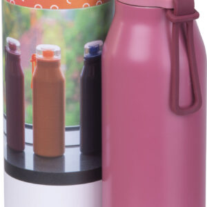 Butelka termiczna stalowa z recyklingu GRAND HAVEN MoLu 640 ml - z logo z własnym nadrukiem, kolor różowy