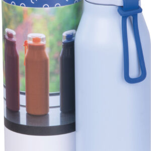 Butelka termiczna stalowa z recyklingu GRAND HAVEN MoLu 640 ml - z logo z własnym nadrukiem, kolor jasnoniebieski