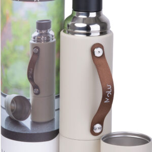 Termos stalowy z recyklingu LE BOURGET MoLu 1000 ml - z logo z własnym nadrukiem, kolor beżowy