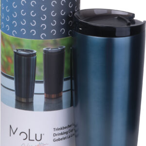 Kubek termiczny stalowy z recyklingu LA LOUVIERE MoLu 540 ml - z logo z własnym nadrukiem, kolor granatowy