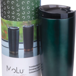 Kubek termiczny stalowy z recyklingu LA LOUVIERE MoLu 540 ml - z logo z własnym nadrukiem, kolor ciemnozielony