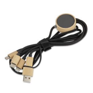 Kabel USB 4 w 1 GLOWIK z własnym nadrukiem, kolor czarny