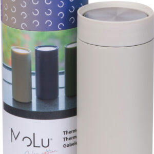 Kubek termiczny stalowy z recyklingu LE PORT MoLu 360 ml - z logo z własnym nadrukiem, kolor beżowy