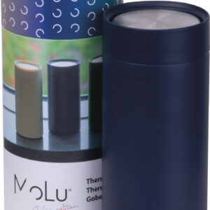 Kubek termiczny stalowy z recyklingu LE PORT MoLu 360 ml - z logo z własnym nadrukiem, kolor granatowy
