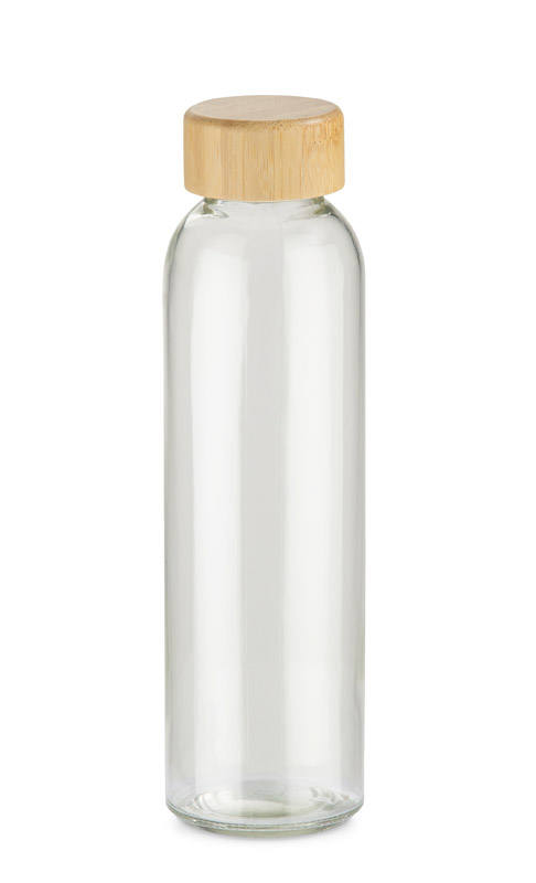 Butelka z recyklingowanego szkła VOSA 500 ml z własnym nadrukiem, kolor przezroczysty