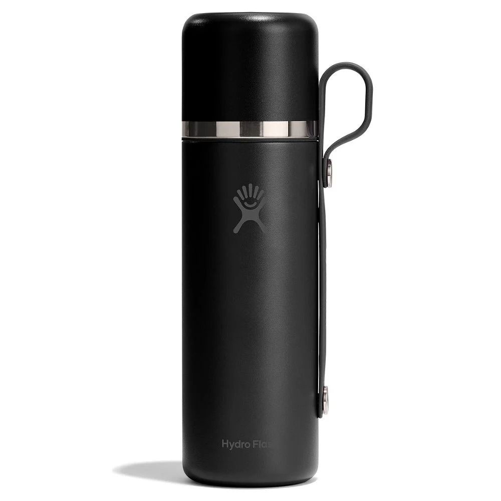 828 ML HOT FLASK AND CUP BLACK z własnym nadrukiem, kolor Czarny