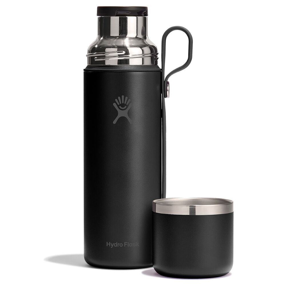 828 ML HOT FLASK AND CUP BLACK z własnym nadrukiem, kolor Czarny