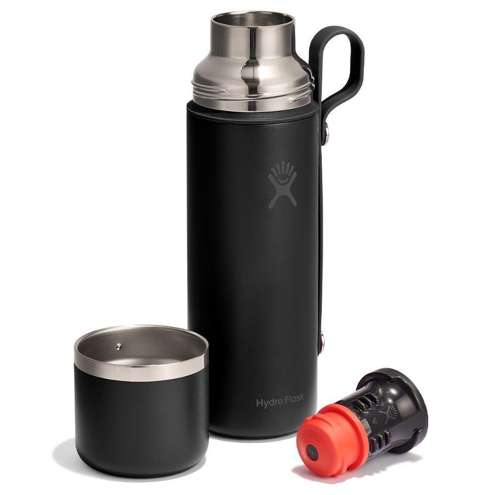 828 ML HOT FLASK AND CUP BLACK z własnym nadrukiem, kolor Czarny