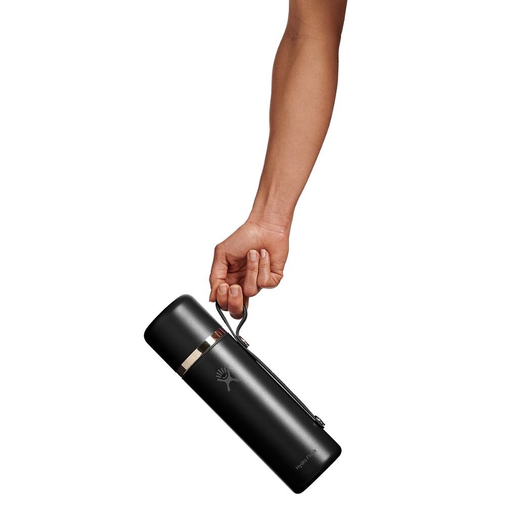 828 ML HOT FLASK AND CUP BLACK z własnym nadrukiem, kolor Czarny