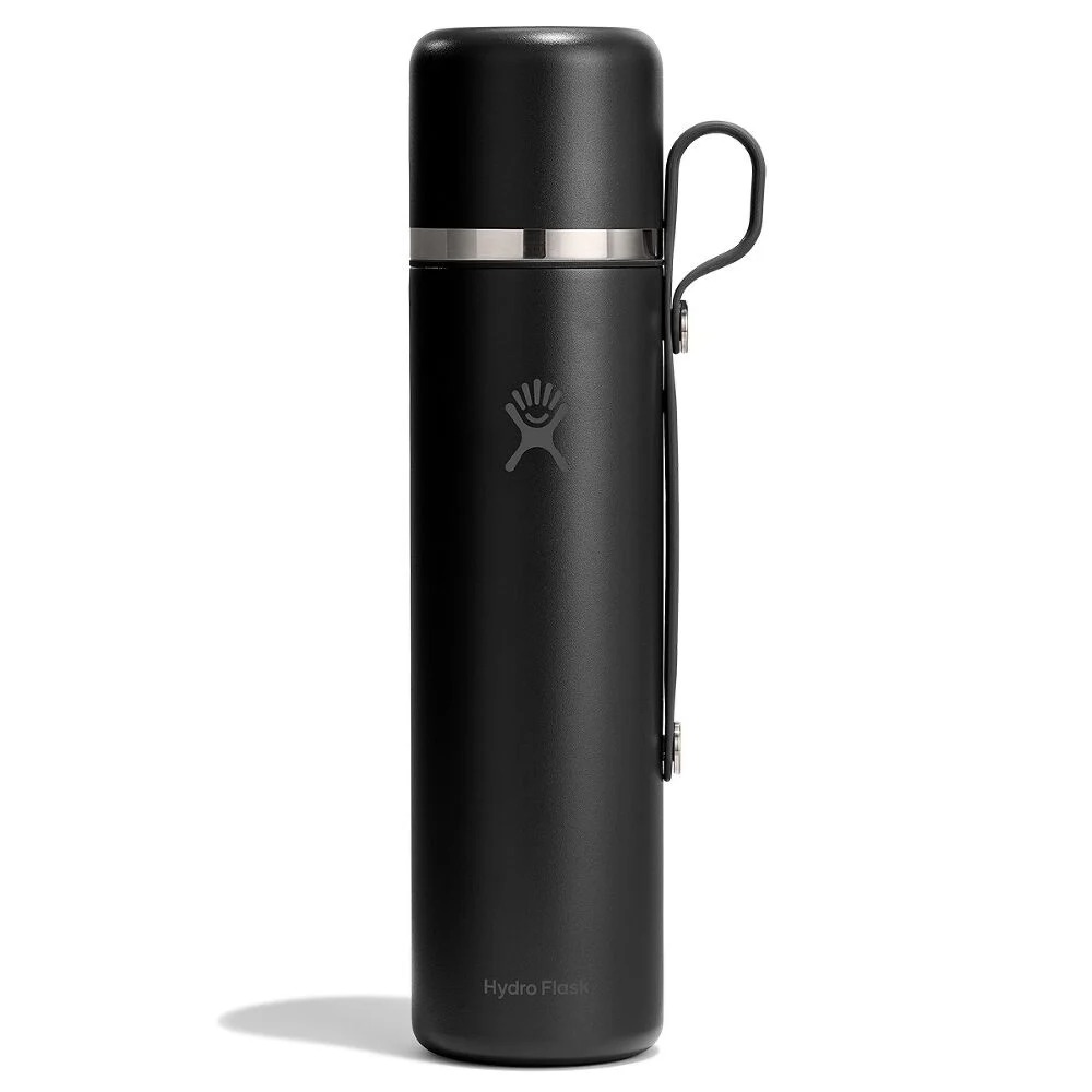 1063 ML HOT FLASK AND CUP BLACK z własnym nadrukiem, kolor Czarny